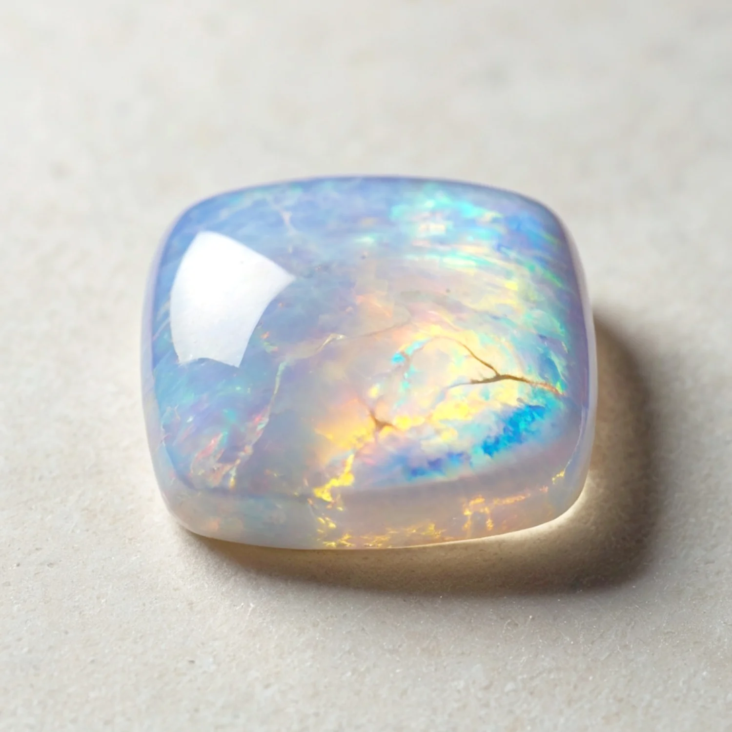 Created Opal 1PC Small 7x7 MM Cushion Cabochon White Splendid semi Precious Gems - Image 2