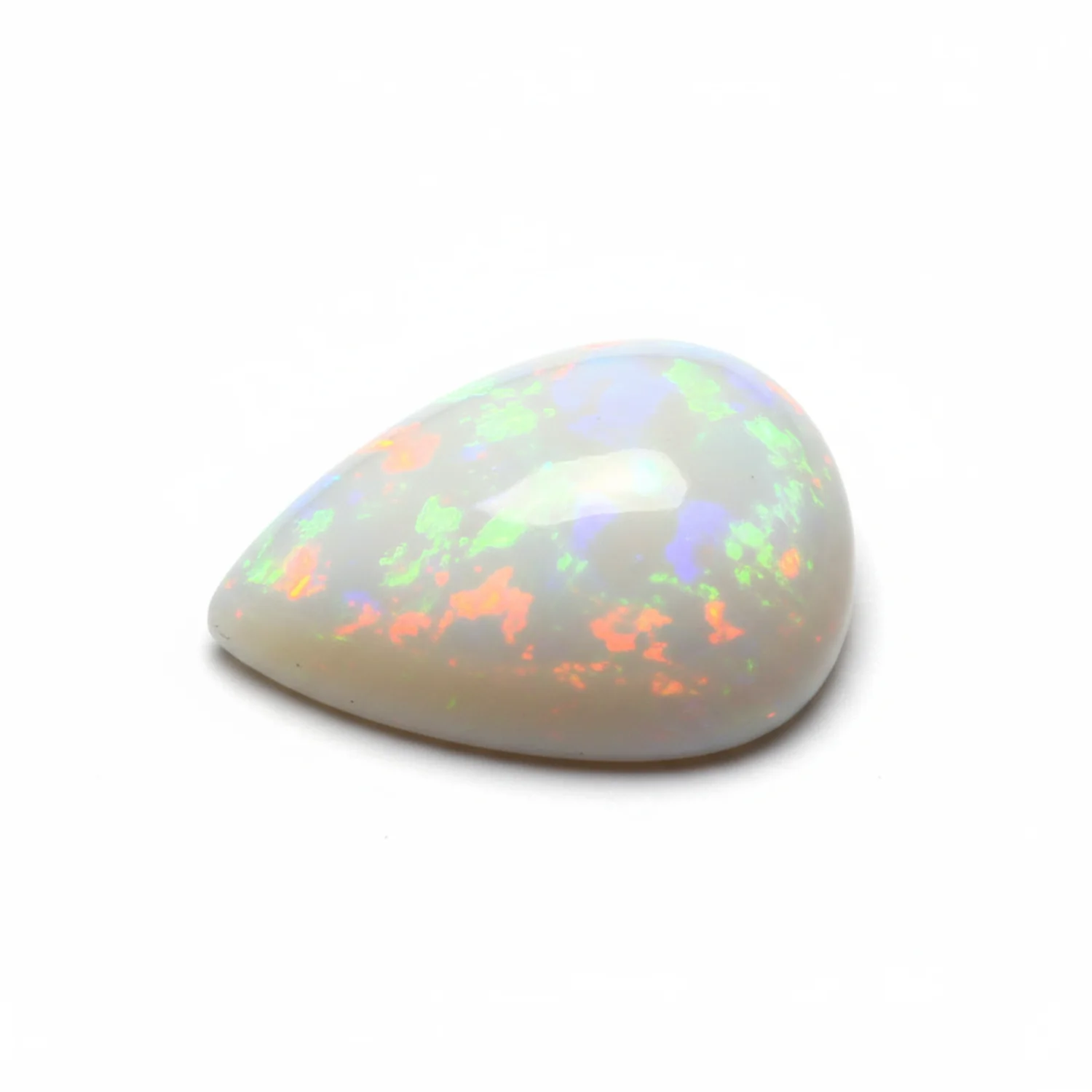 Created Opal 1PC Small 7x9 MM Pear Cabochon White Splendid semi Precious Gems