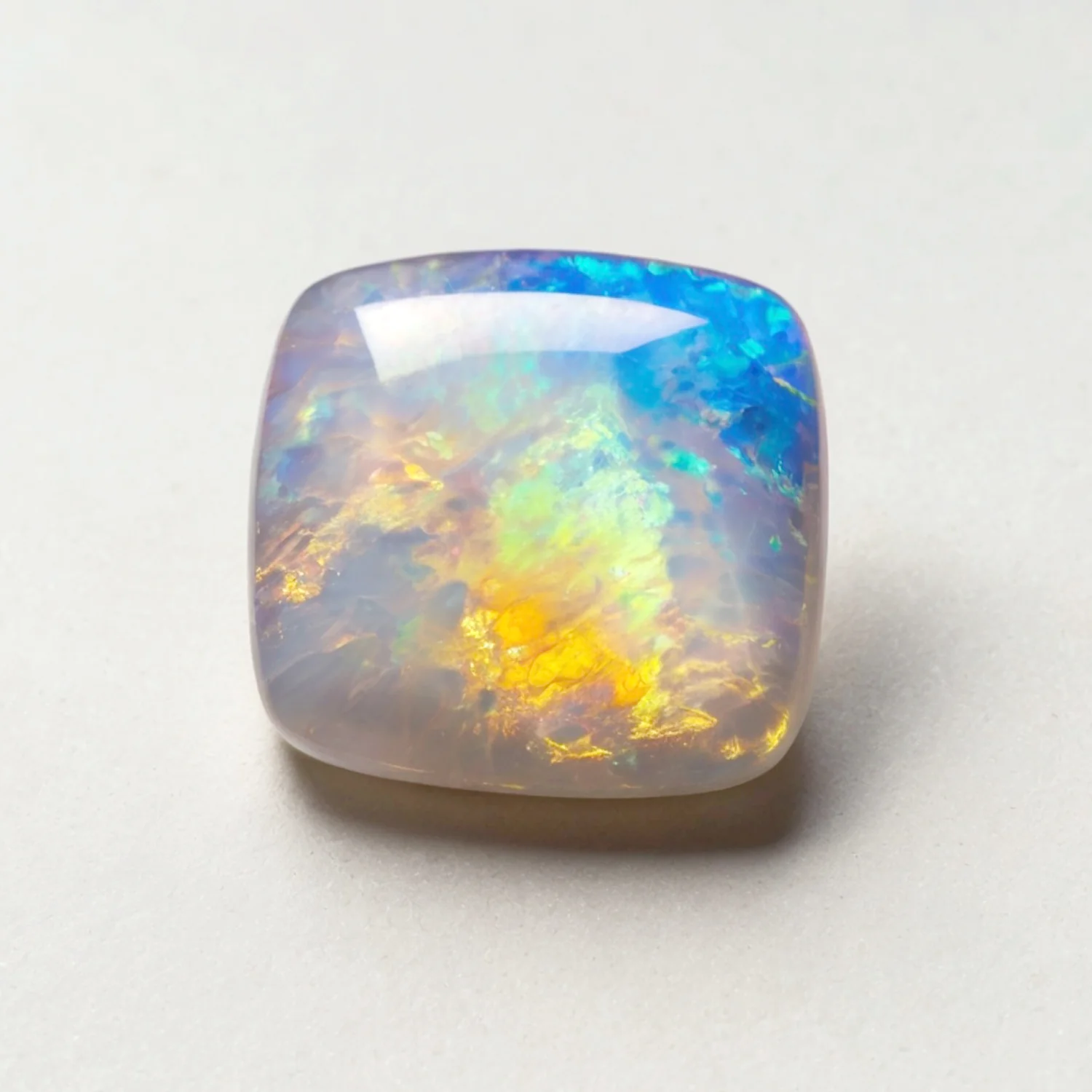 Created Opal 1PC Small 8x8 MM Cushion Cabochon White Luster semi Precious Loose Gems - Image 2