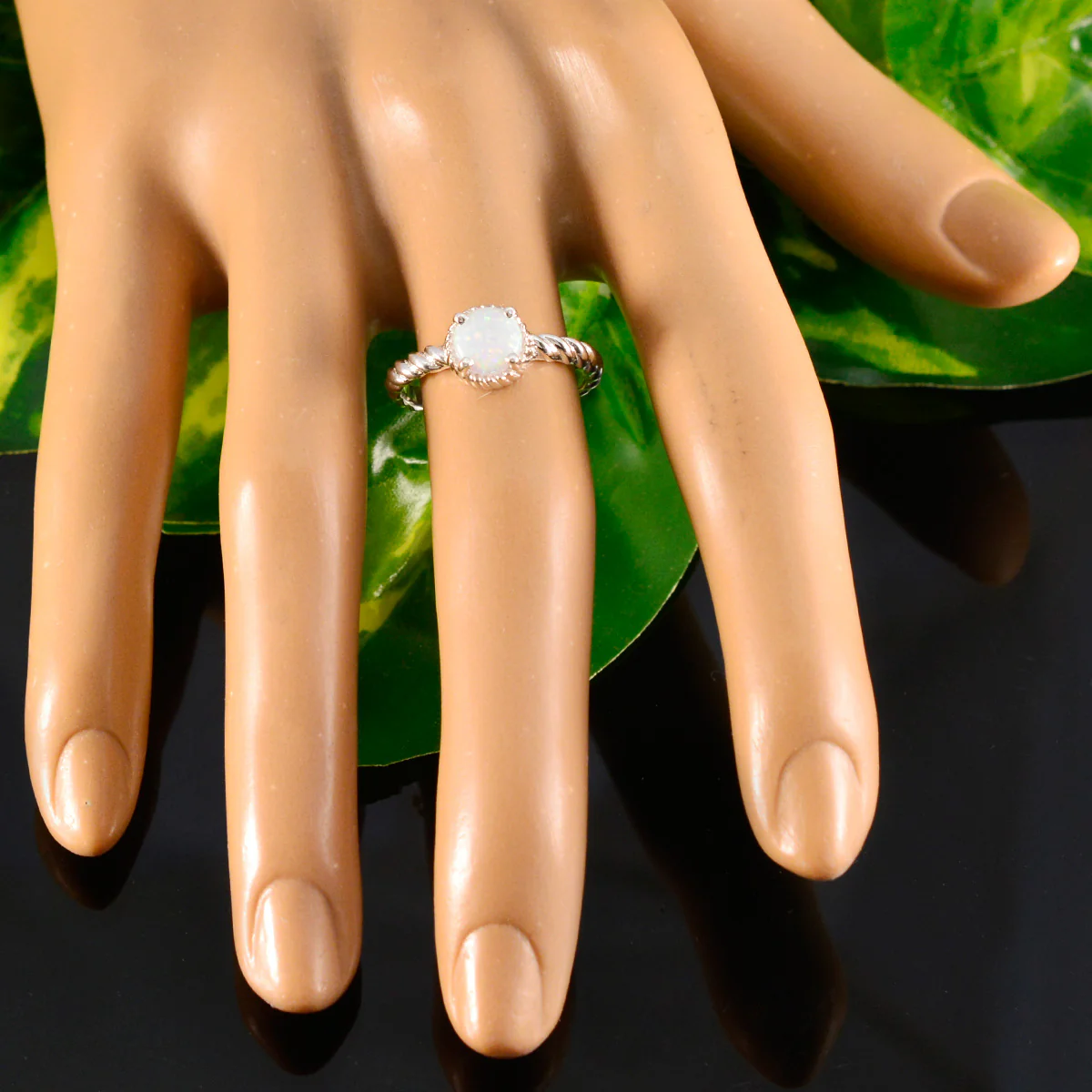 Created Opal Solitaire American 925 Silver White Gems Dainty Sophisticated Ring Jewellery - Image 5