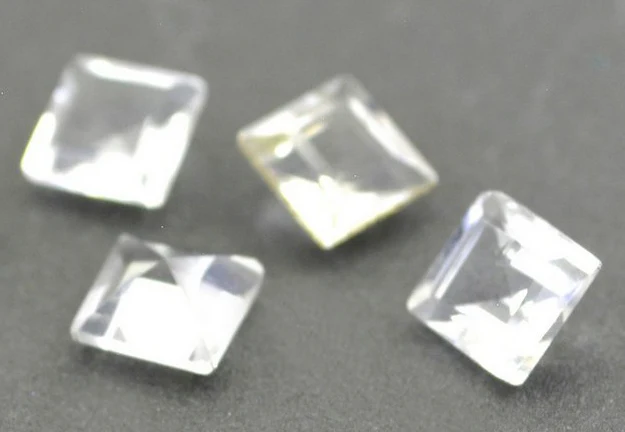 Crystal Quartz 10PC Tiny 3x3 MM Square Faceted White Fiery Semi Precious Gems - Image 2