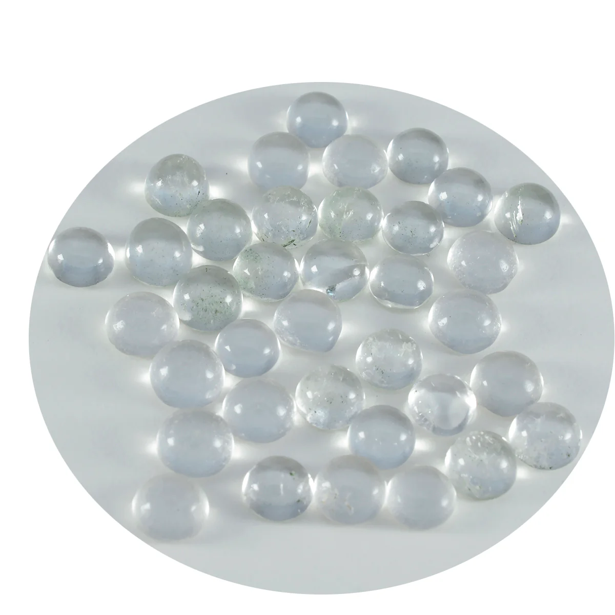 Crystal Quartz 10PC Tiny 4x4 MM Round Cabochon White Sparkling semi Precious Gems - Image 3