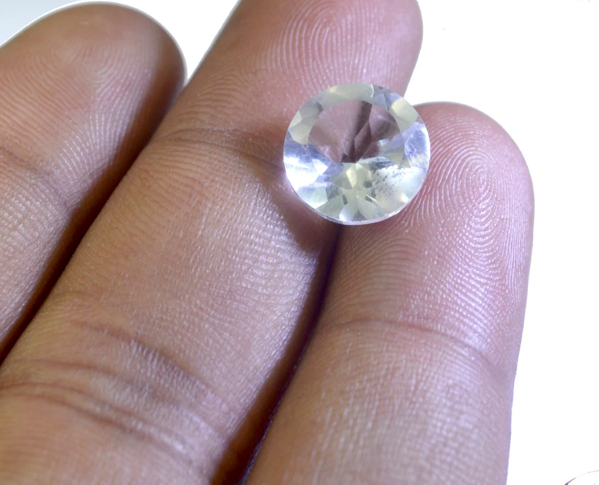 Crystal Quartz 1PC Chunky 15x15 MM Round Faceted White Superior Semi Precious Gems - Image 3