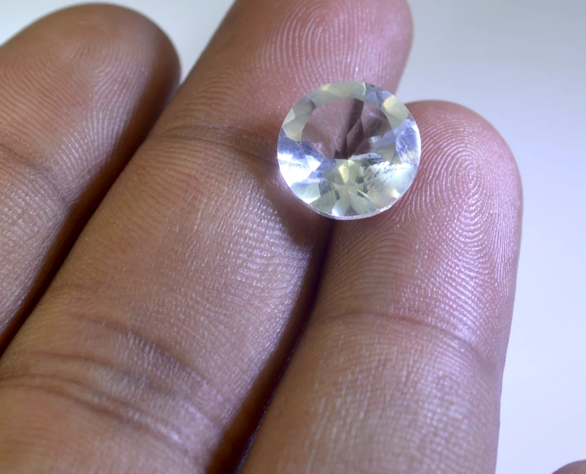 Crystal Quartz 1PC Large 10x10 MM Round Faceted White Shine Semi Precious Loose Gemstones - Image 3