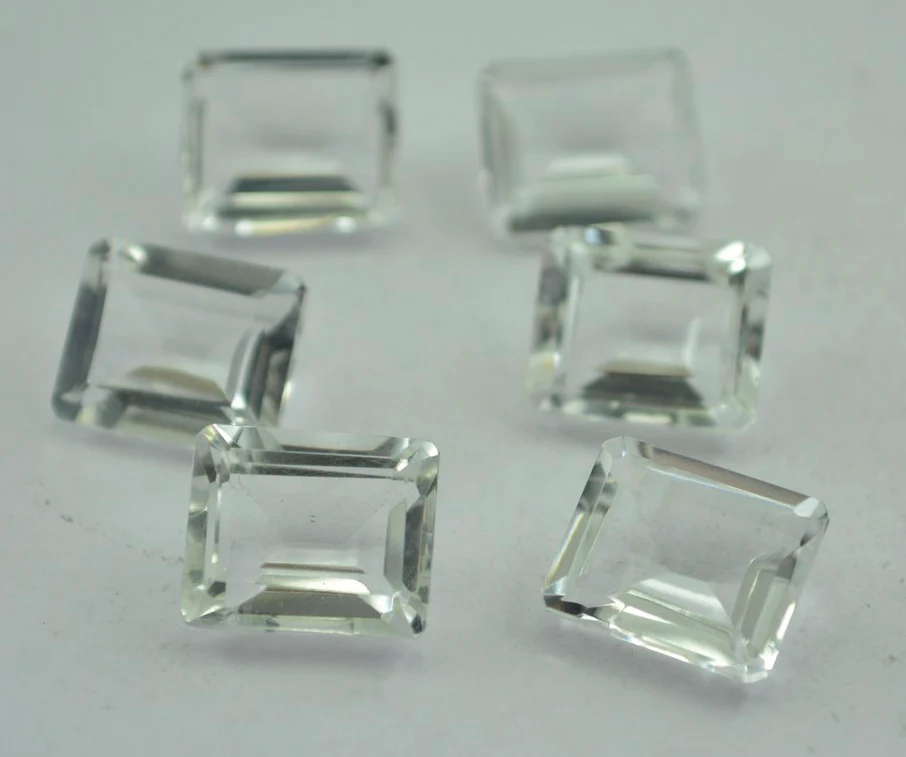 Crystal Quartz 1PC Large 10x12 MM Emerald Faceted White Superior Semi Precious Gems - Image 2