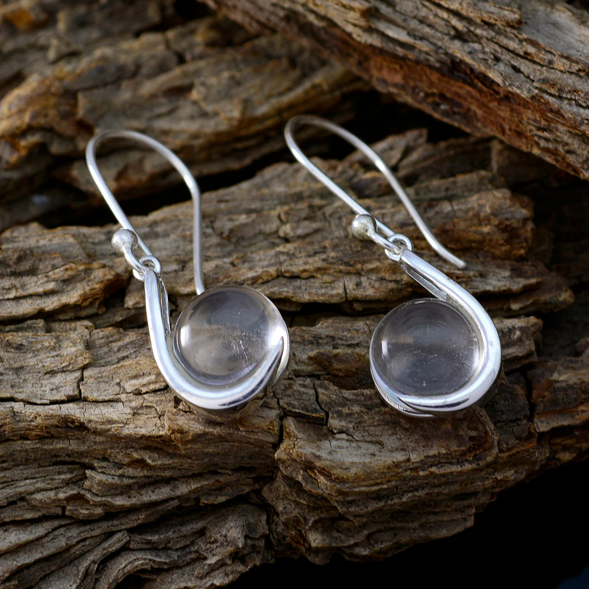 Crystal Quartz African Eun-ji Solitaire Dangle White 925 Silver Earring - Image 3