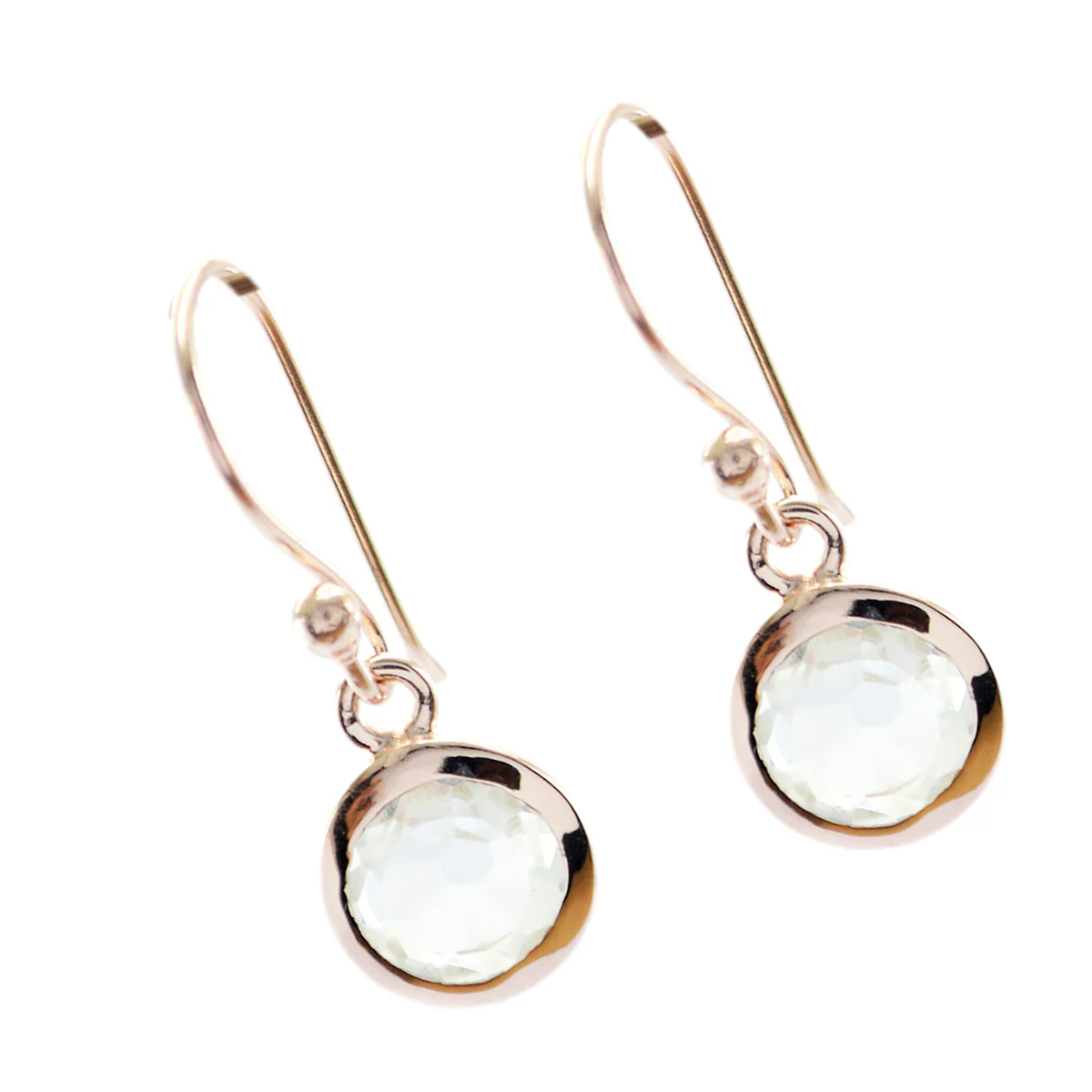 Crystal Quartz Russian Mila Solitaire Dangle White Silver Earring - Image 3