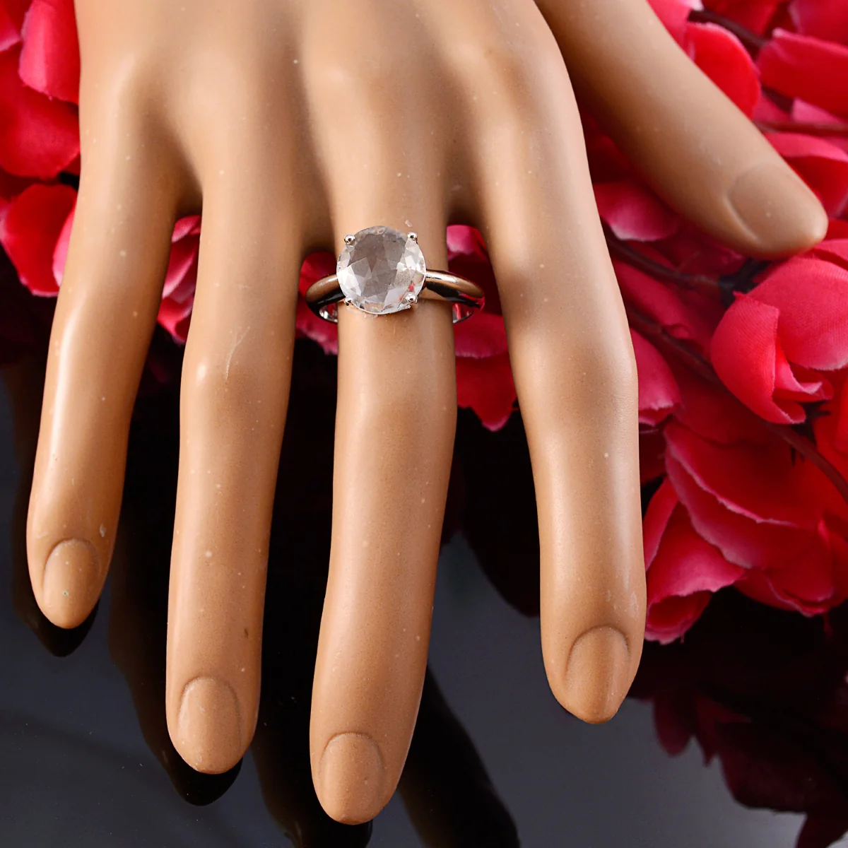Crystal Quartz Solitaire African 925 Silver White Gemstone Tiny Sophisticated Ring Jewellery - Image 5