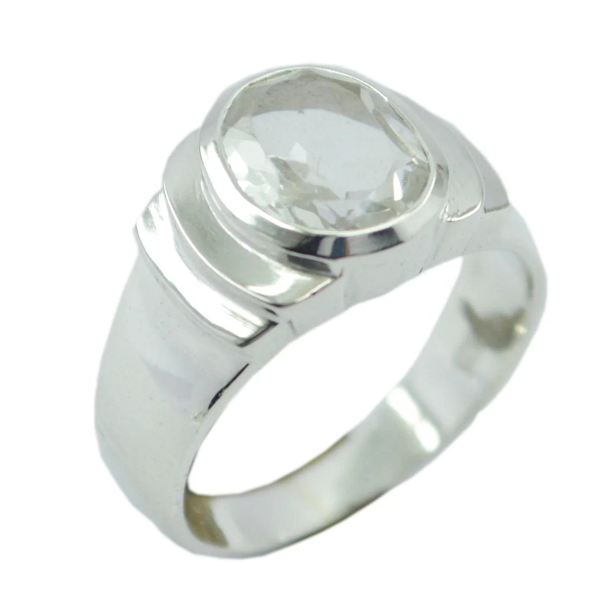 Crystal Quartz Solitaire German 92.5 Silver White Gemstones Eye-catching valentine Ring Jewelry