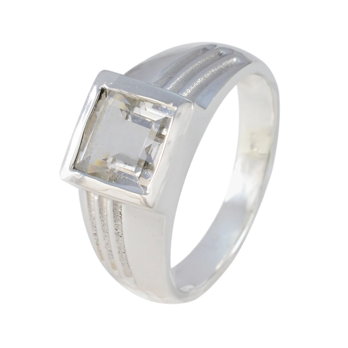 Crystal Quartz Solitaire Russian Silver White Gems Classic Romantic Ring Jewellery - Image 2