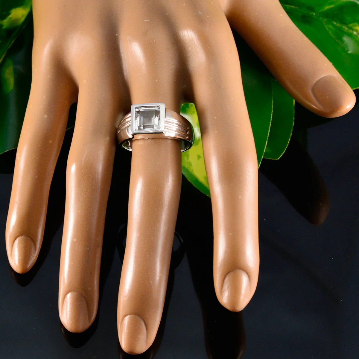 Crystal Quartz Solitaire Russian Silver White Gems Classic Romantic Ring Jewellery - Image 5