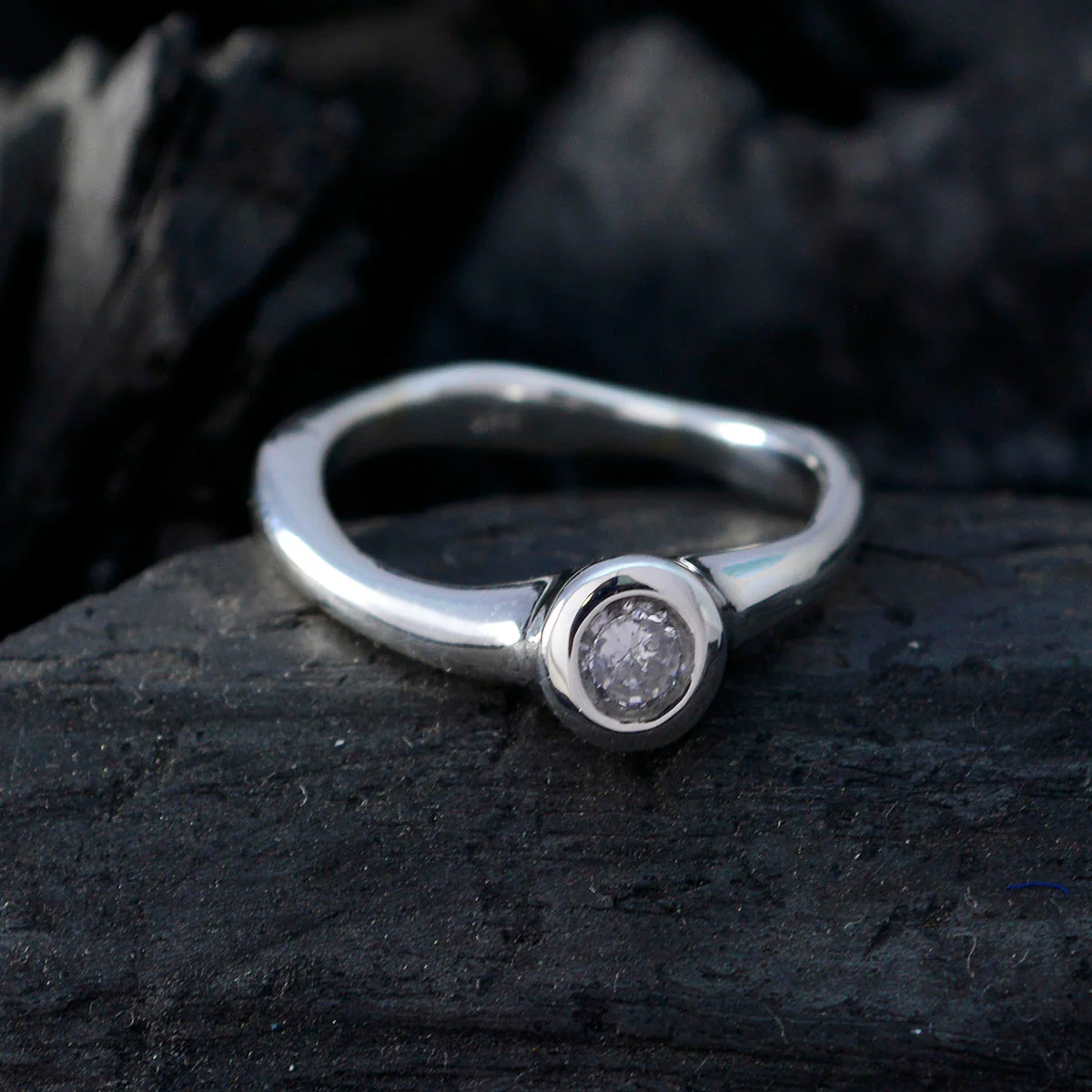 Crystal Quartz Solitaire Turkish 92.5 Silver White Gemstone Whisper-thin Feminine Ring Jewellery - Image 4