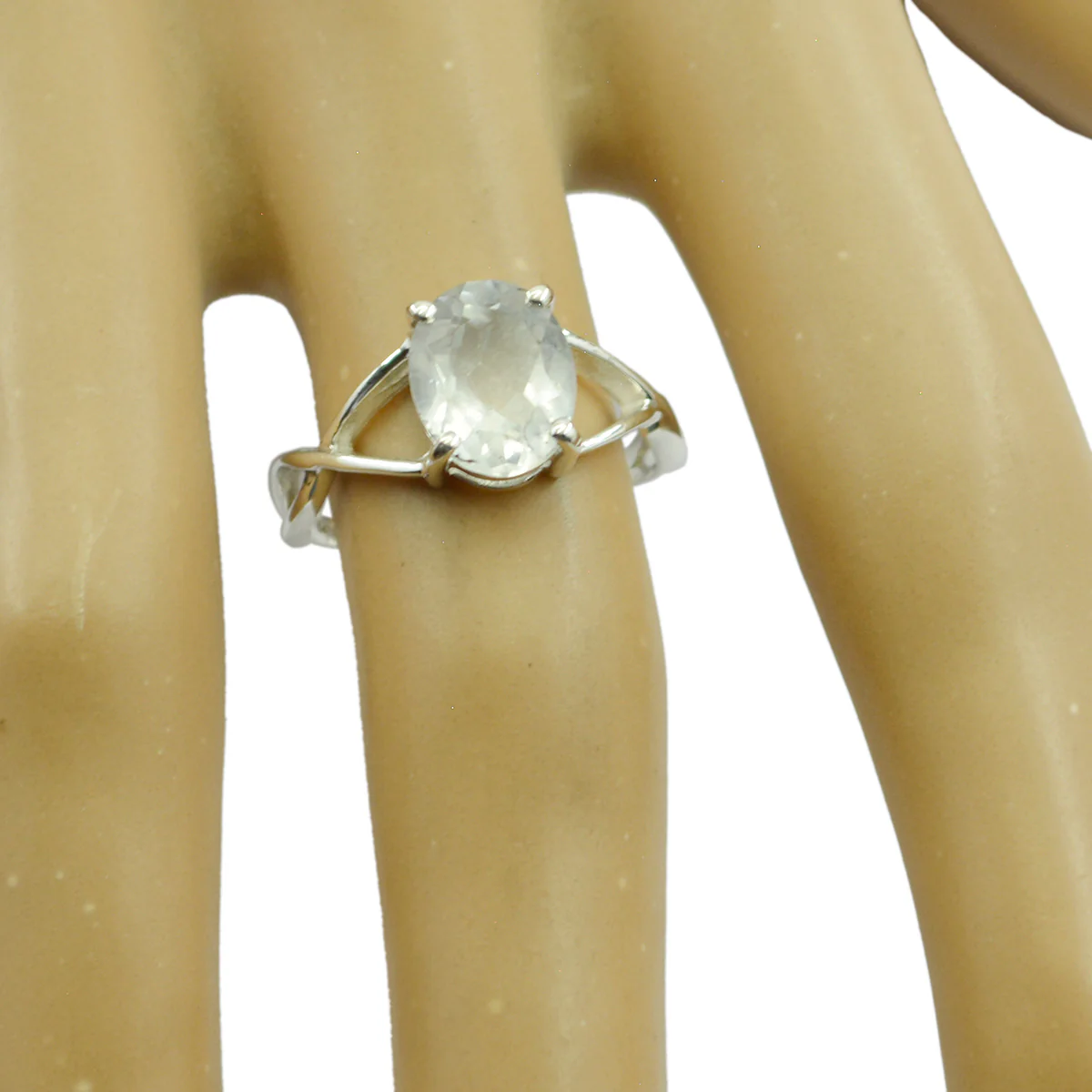 Crystal Quartz Solitaire Turkish 92.5 Silver White Gemstones Delicate Romantic Ring Jewelry - Image 2