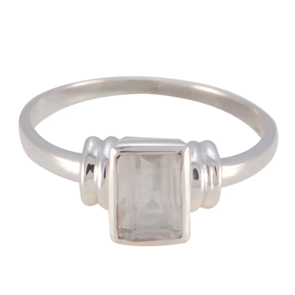 Crystal Quartz Solitaire Turkish Silver White Gemstone Dainty Contemporary Ring Jewelry - Image 3