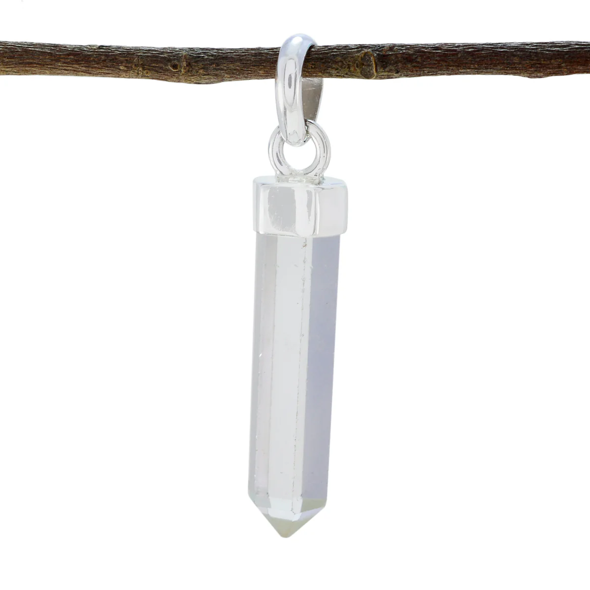 Crystal Quartz Tiny Latin American 925 Silver Solitaire Julia Abstract White Pendant Jewelry