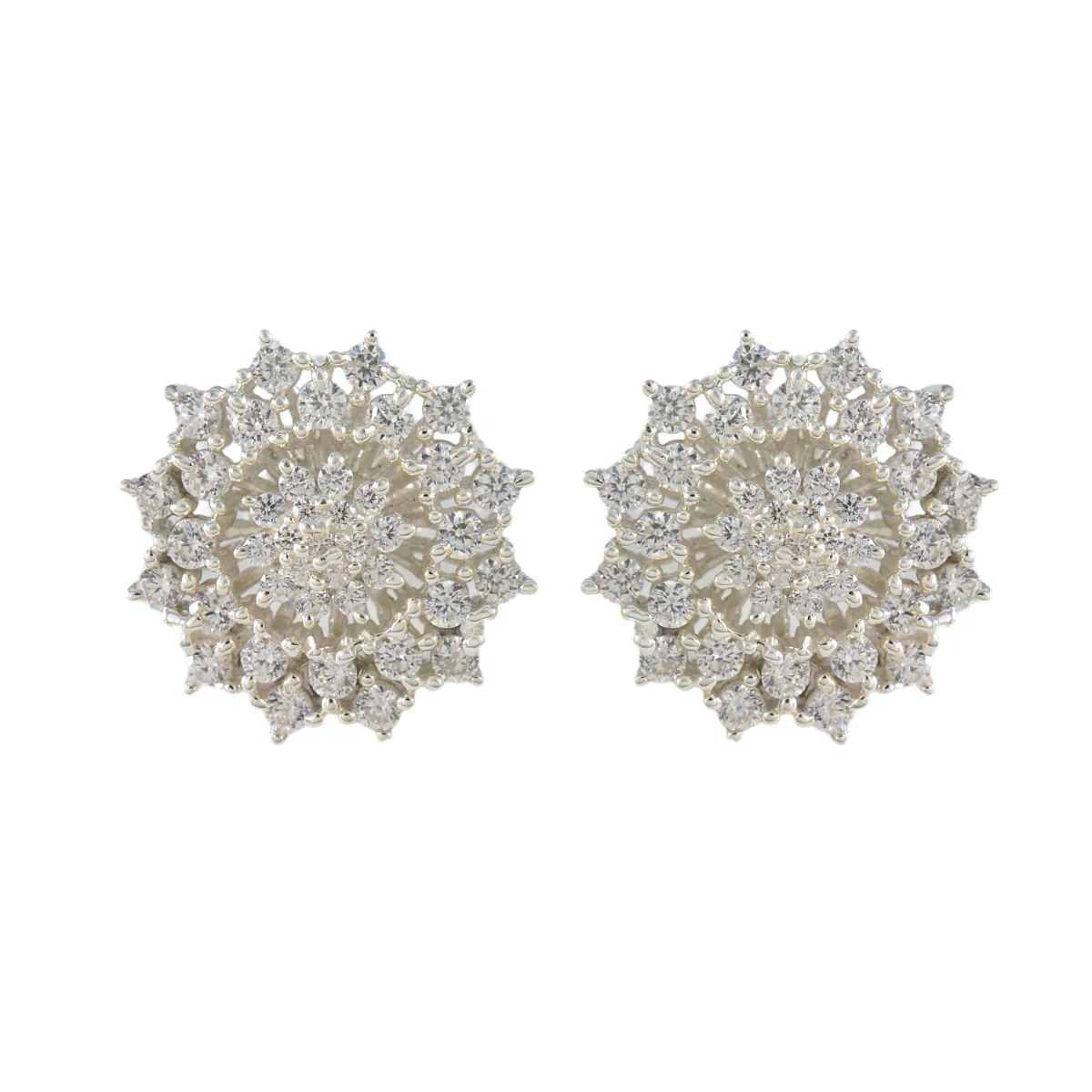 Cubic Zirconia American Lourdes multiple Stud White Sterling Silver Earring