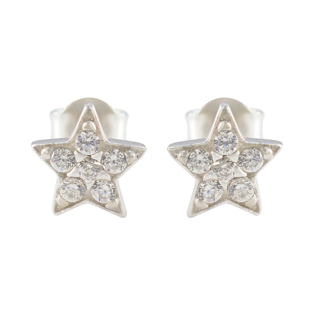 Cubic Zirconia American María multiple Stud White 925 Sterling Silver Earring
