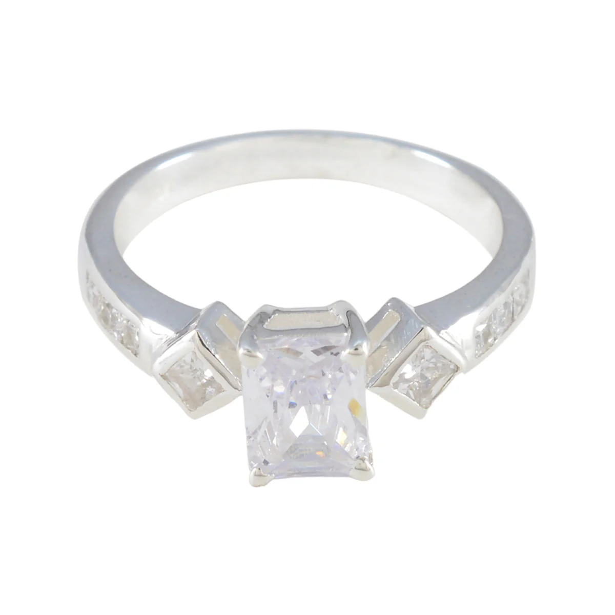 Cubic zirconia CZ Halo French Sterling Silver White Gems Tiny Boho Ring Jewelry