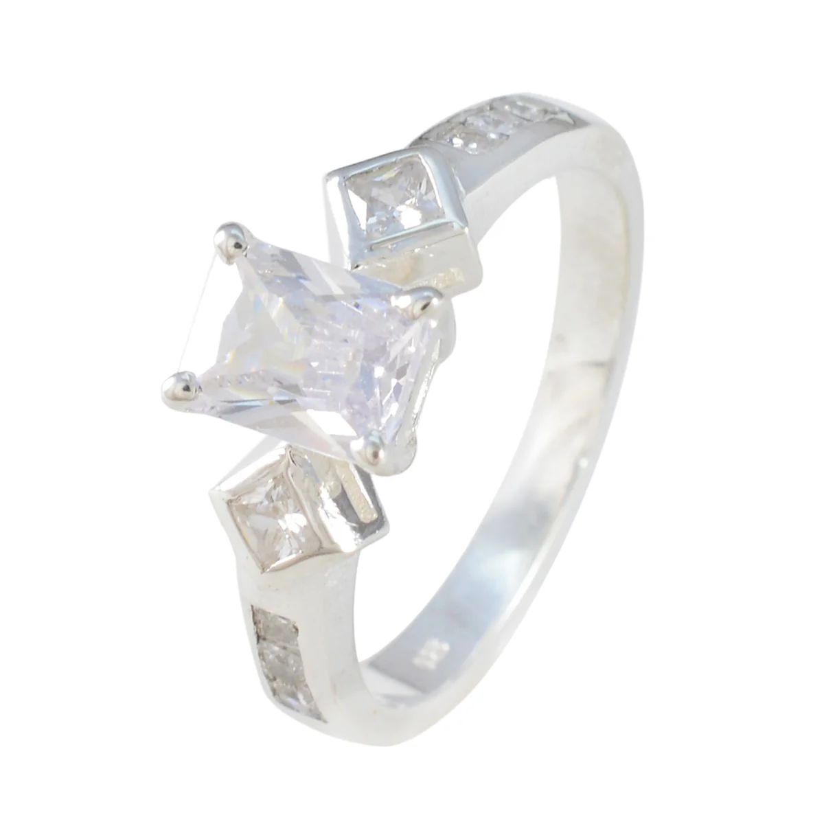 Cubic zirconia CZ Halo French Sterling Silver White Gems Tiny Boho Ring Jewelry - Image 2
