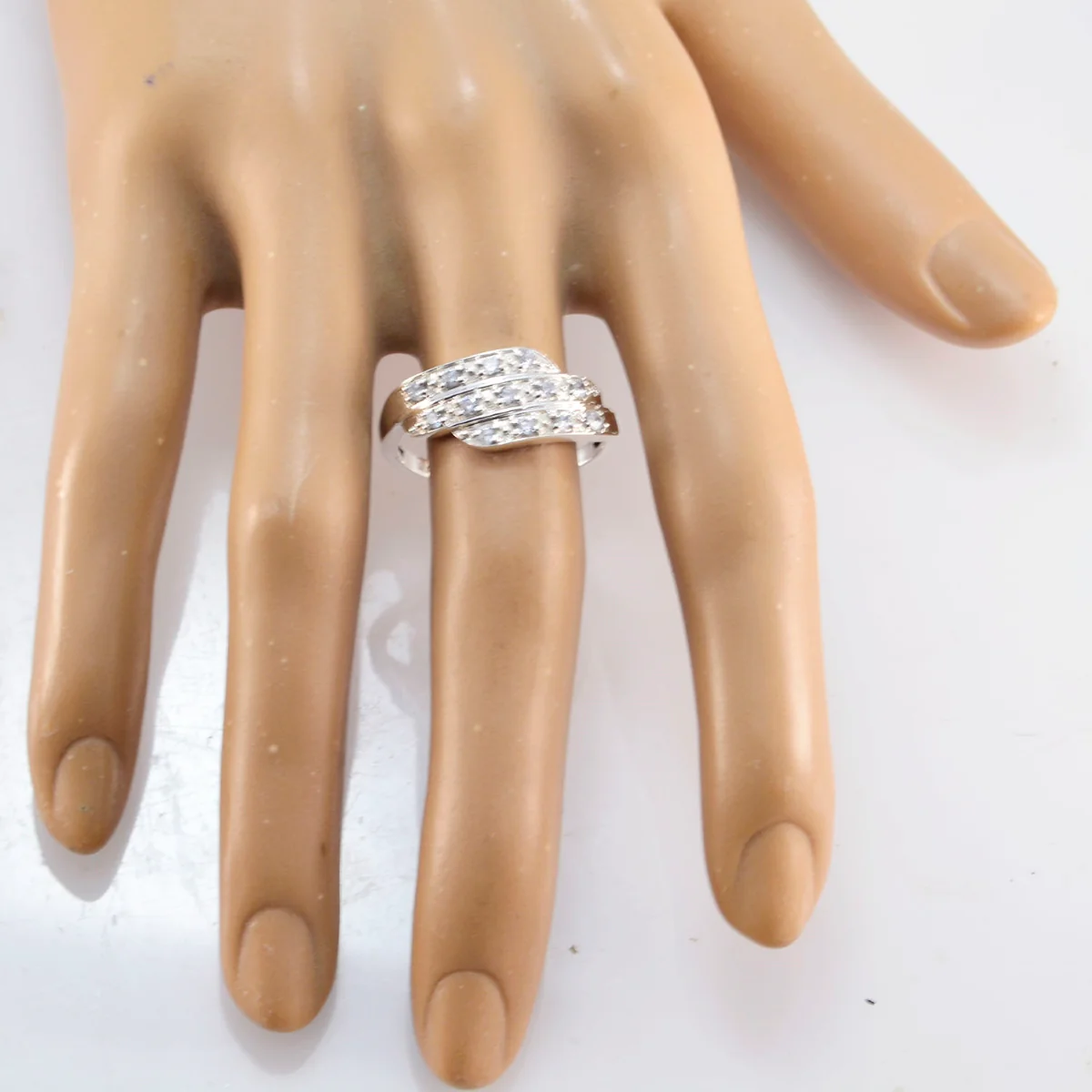 Cubic zirconia CZ Halo Moroccan Silver White Gemstones Slim Trendy Ring Jewellery - Image 3