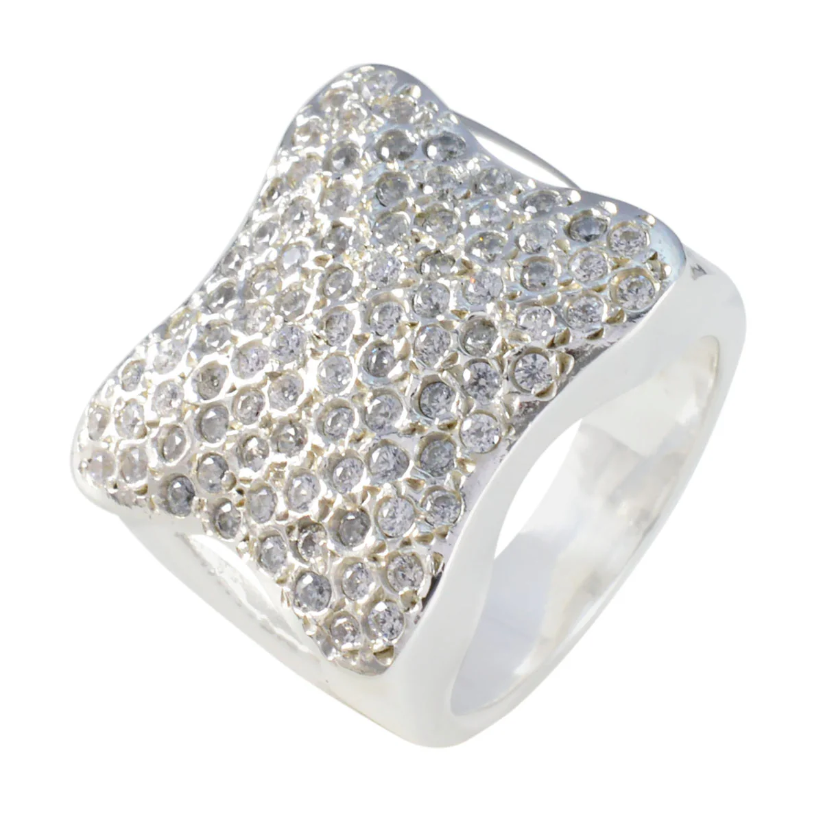Cubic zirconia CZ multiple French Sterling Silver White Gems Chunky Heritage Ring Jewellery - Image 2