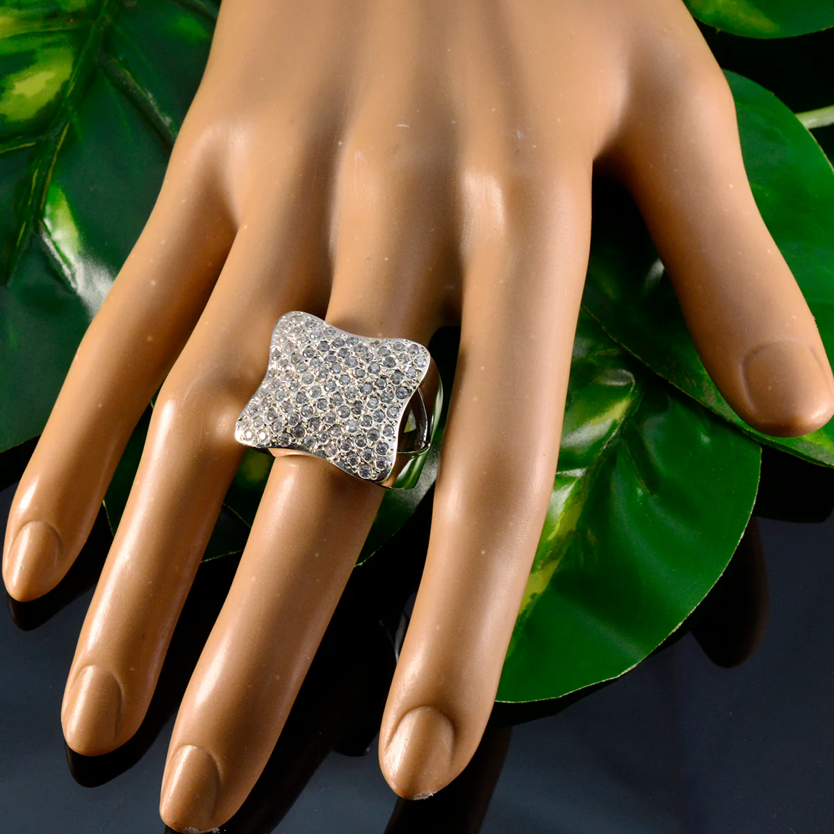 Cubic zirconia CZ multiple French Sterling Silver White Gems Chunky Heritage Ring Jewellery - Image 5