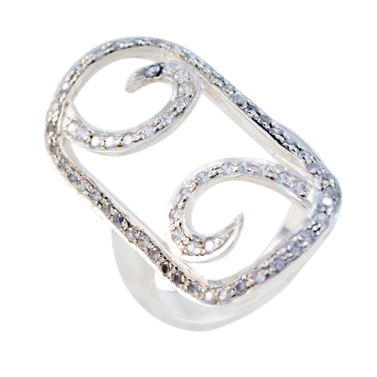 Cubic zirconia CZ multiple Spanish 925 Silver White Gemstone Edgy Abstract Ring Jewelry - Image 2