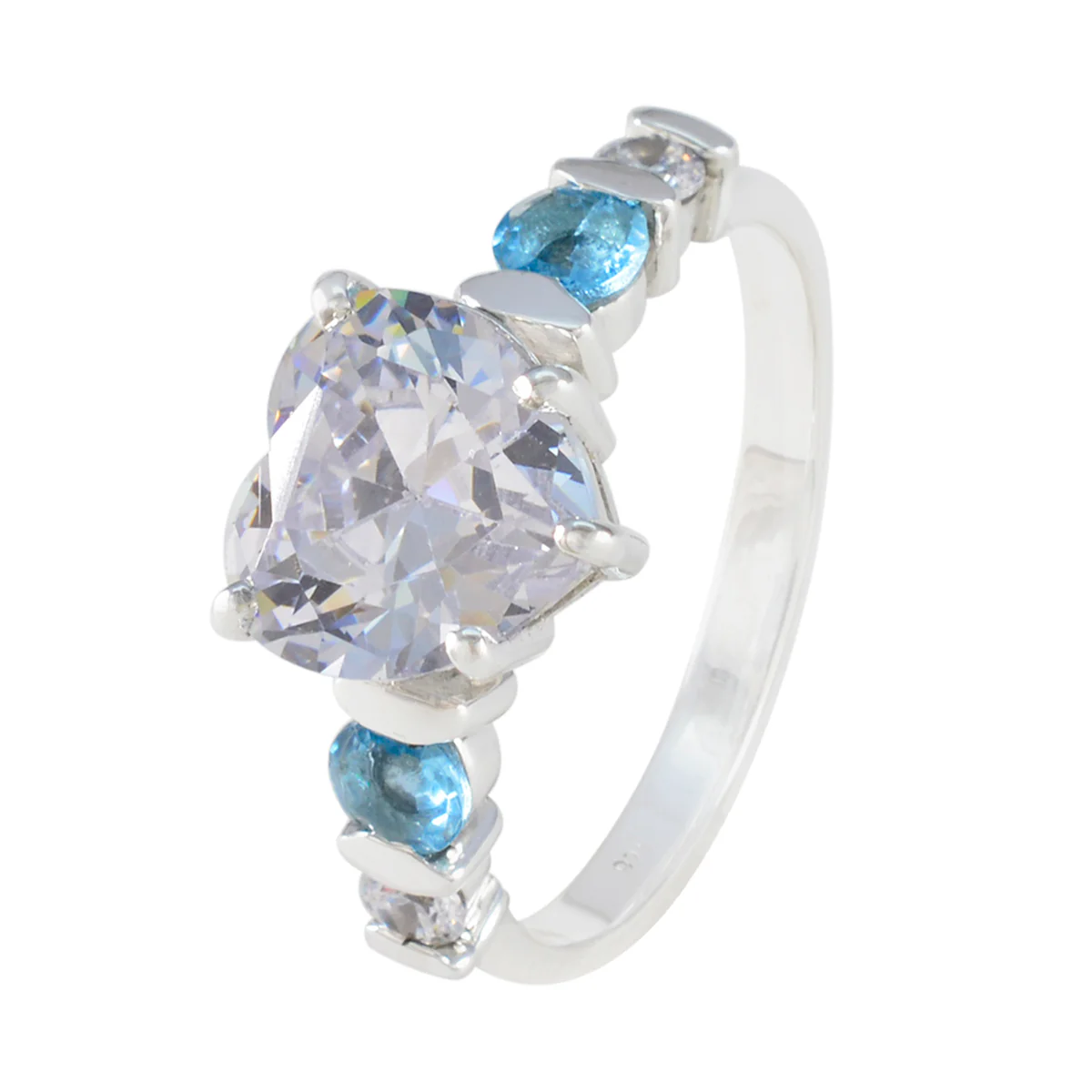 Cubic zirconia CZ Penta French Sterling Silver White Gems Tiny Glamorous Ring Jewelry - Image 2