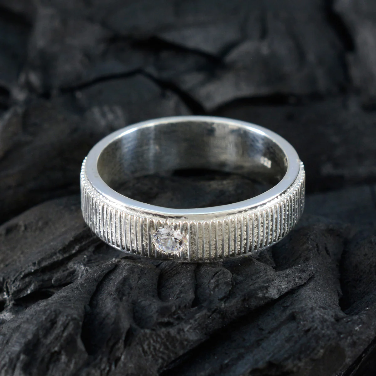 Cubic zirconia CZ Solitaire Moroccan Sterling Silver White Gemstone Mid-weight Romantic Band Jewelry - Image 4