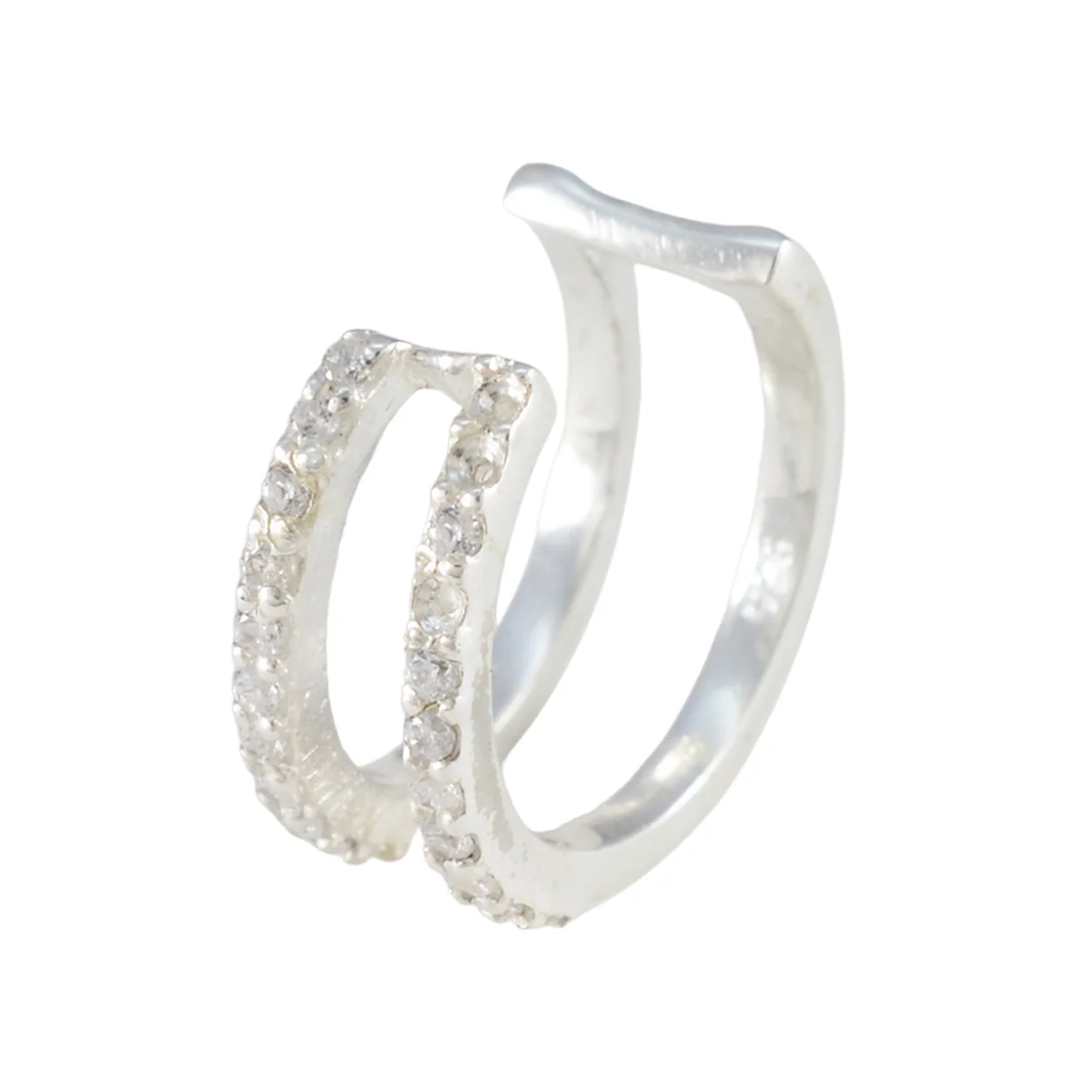 Cubic Zirconia French Patricia multiple Stud White Silver Earring