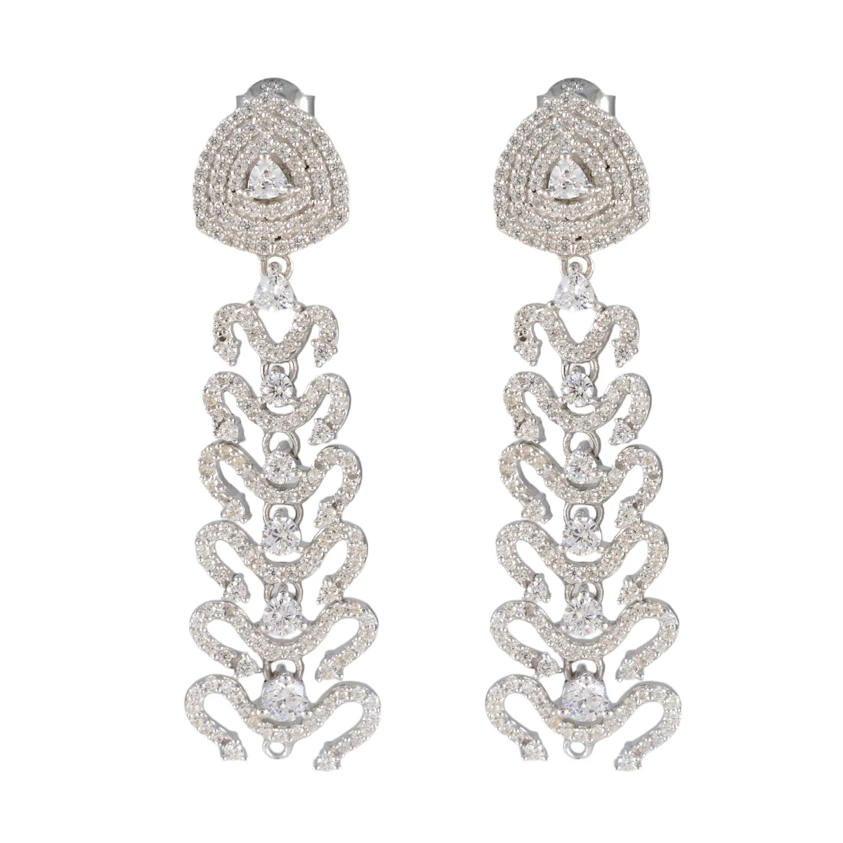 Cubic Zirconia Indian Araya multiple Stud White Sterling Silver Earring