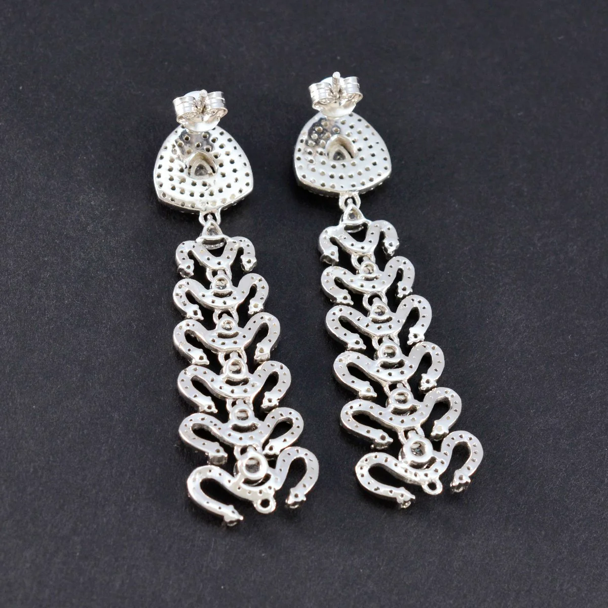 Cubic Zirconia Indian Araya multiple Stud White Sterling Silver Earring - Image 4