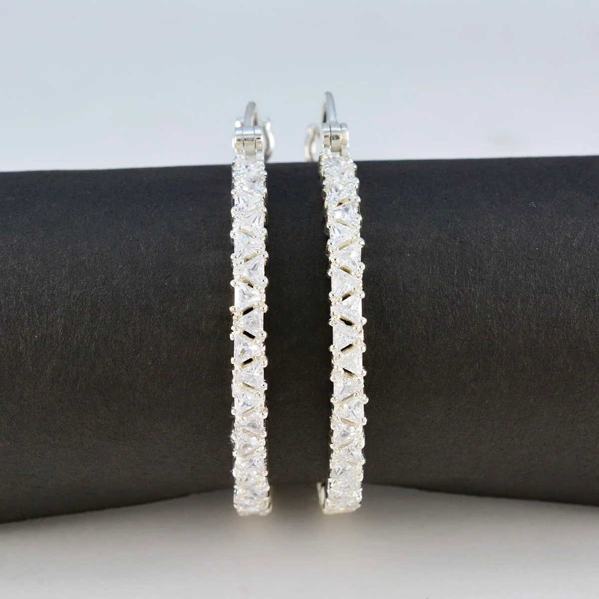 Cubic Zirconia Indian Ayesha multiple Dangle White Silver Earring - Image 3