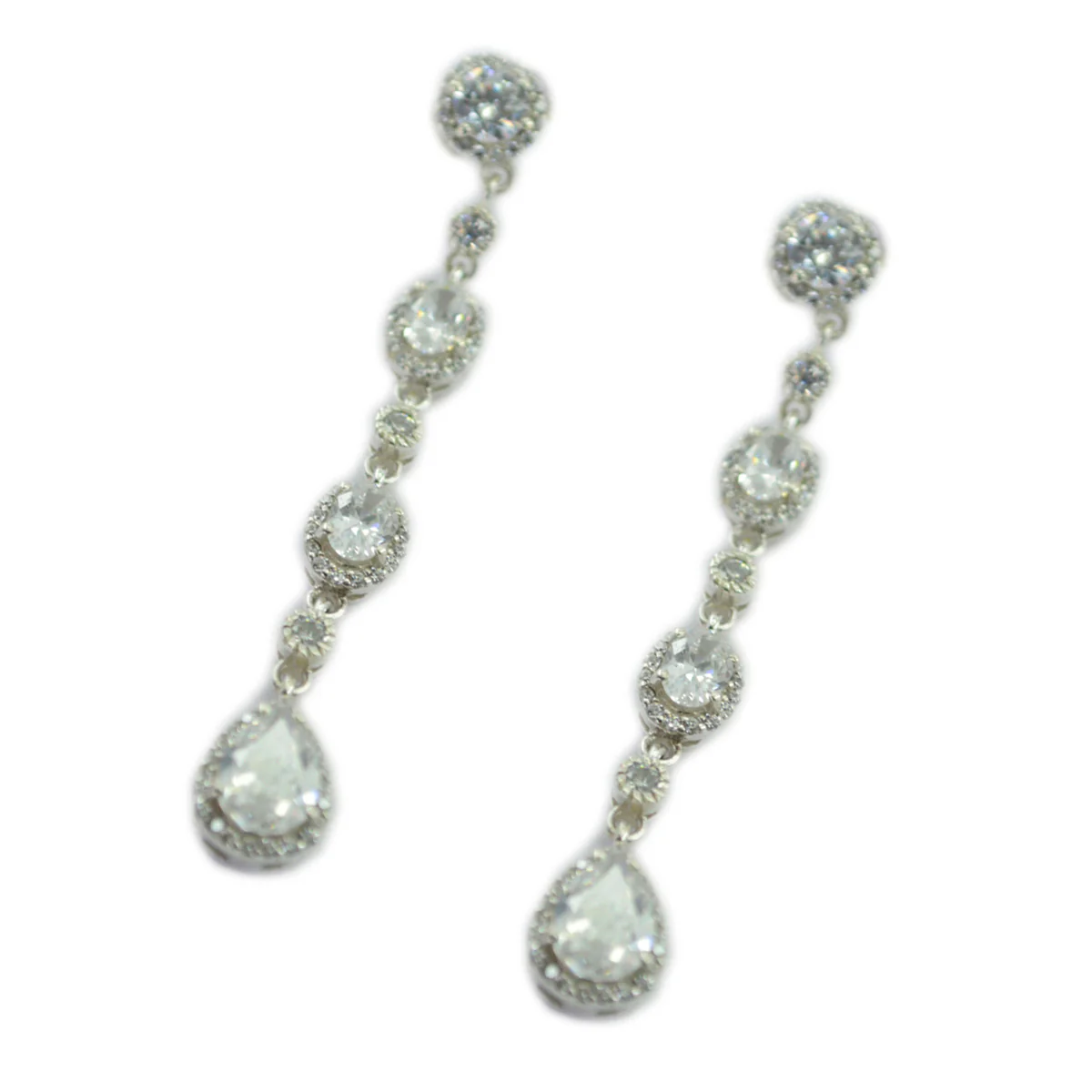 Cubic Zirconia Indian Putri multiple Stud White 925 Silver Earring - Image 2