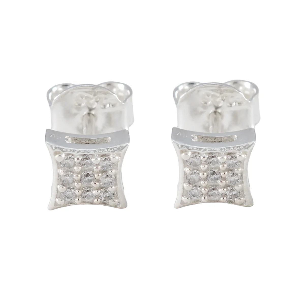 Cubic Zirconia Korean Lucia multiple Stud White Sterling Silver Earring