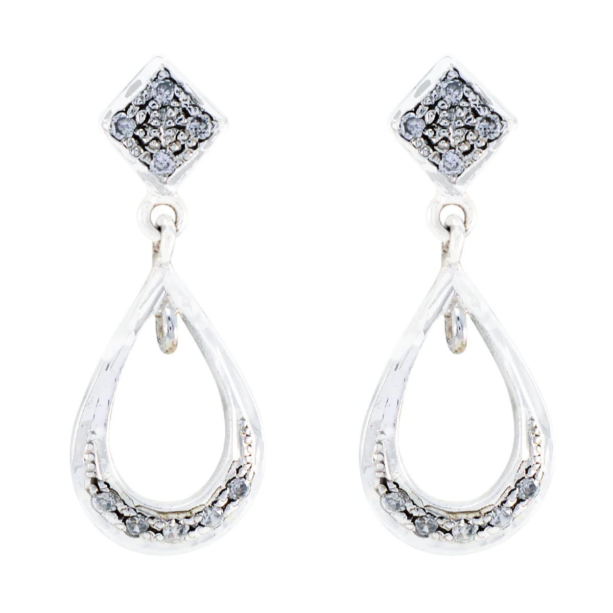 Cubic Zirconia Latin American Isla multiple Stud White Silver Earring