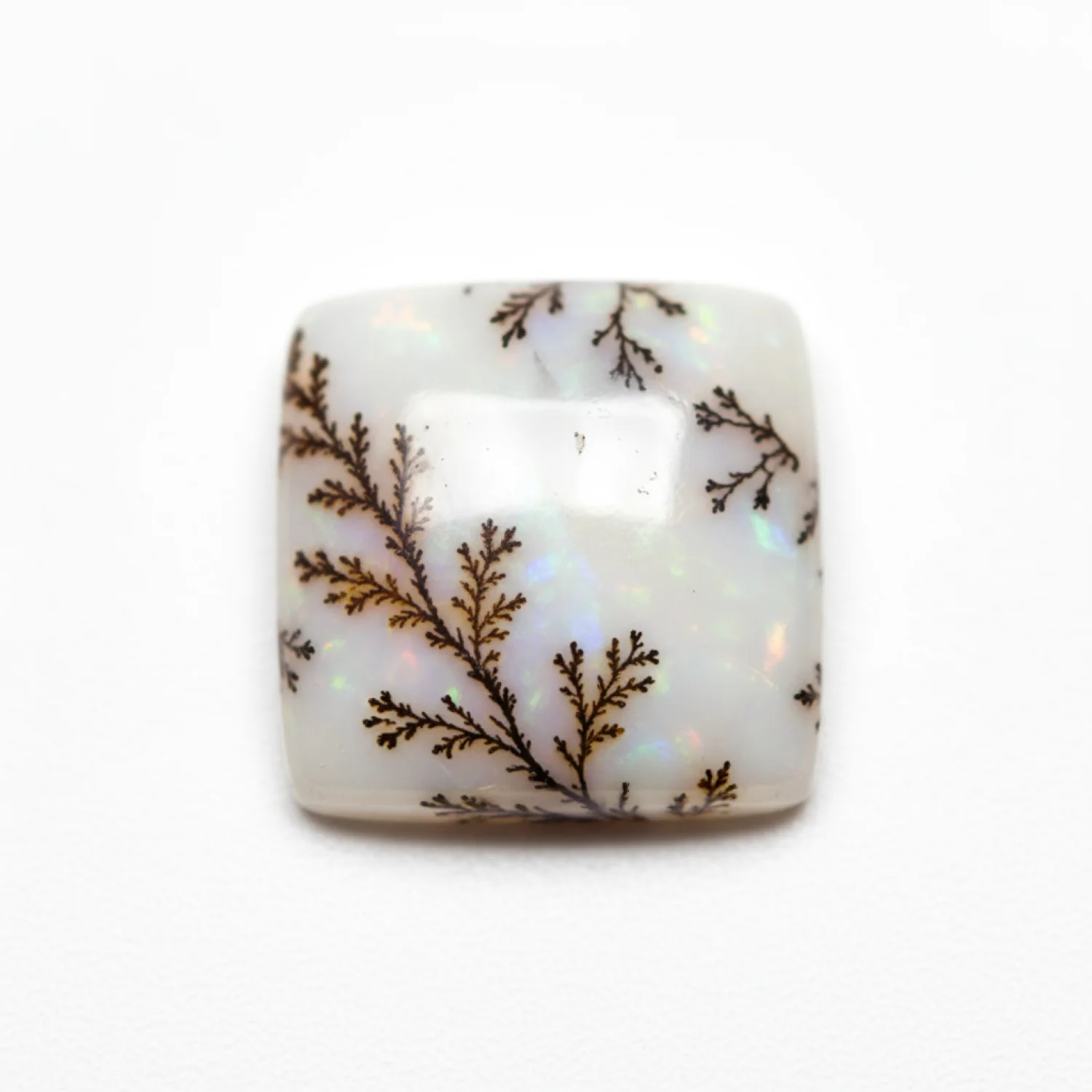 Dendrite Opal 1PC Large 10x10 MM Square Cabochon White Shine semi Precious Loose Gemstones - Image 2