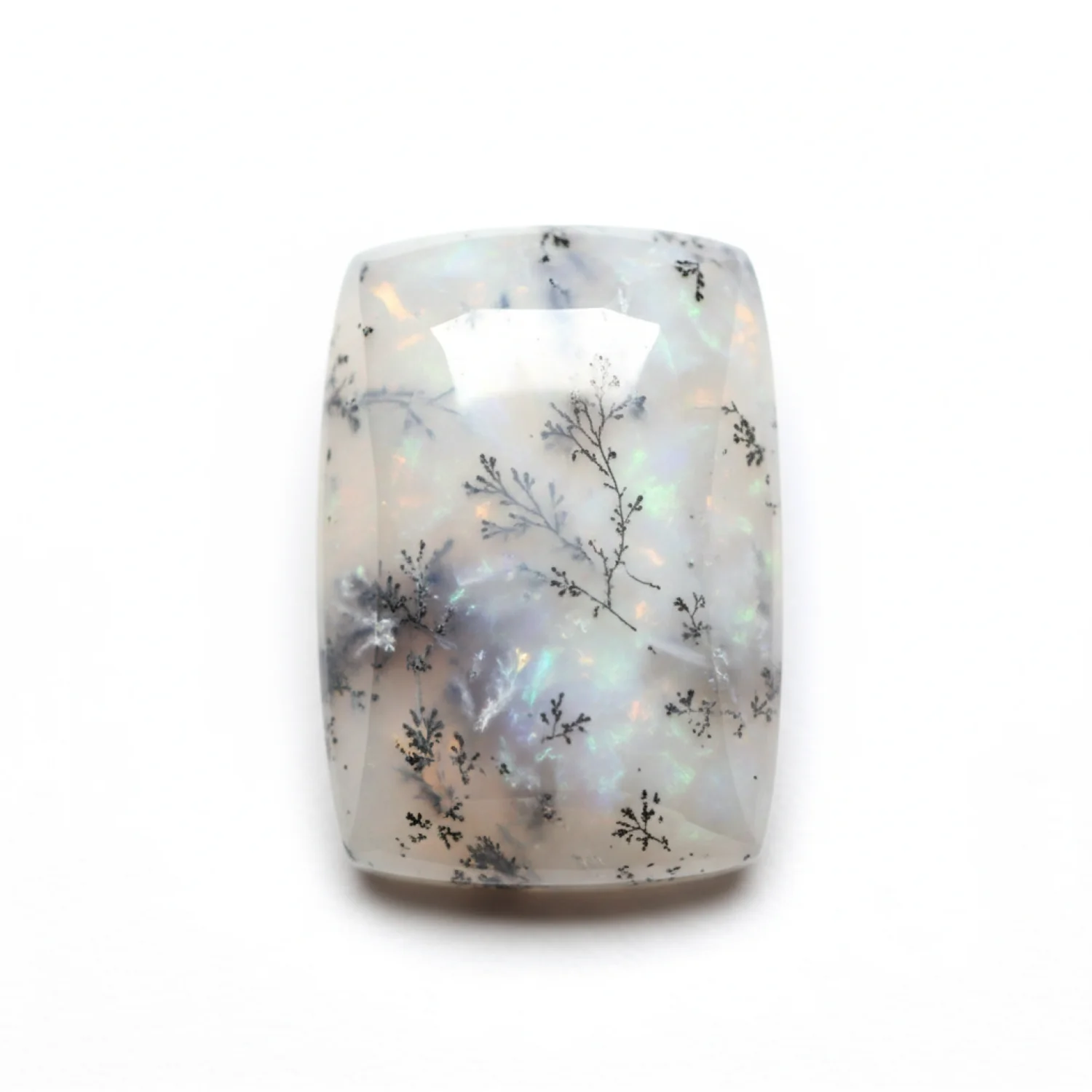 Dendrite Opal 1PC Medium 8x10 MM Emerald Cabochon White Brilliant semi Precious Loose Gems