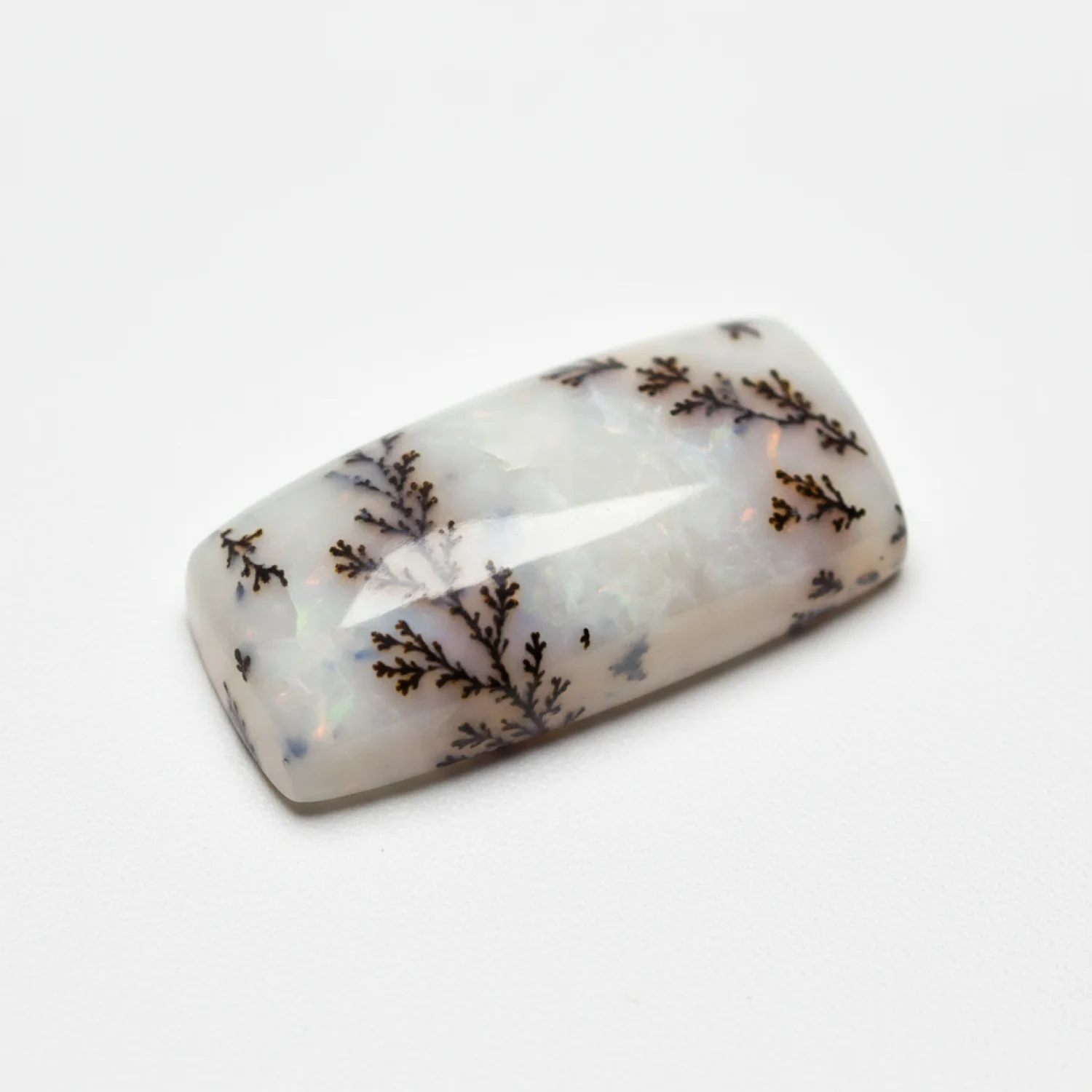 Dendrite Opal 1PC Small 5x10 MM Baguette Cabochon White High-Quality semi Precious Precious Gemstone - Image 2