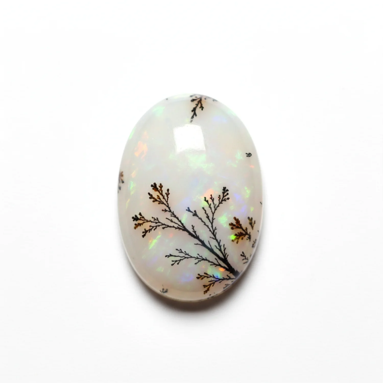Dendrite Opal 1PC Small 6x9 MM Oval Cabochon White High-Quality semi Precious Precious Gemstone