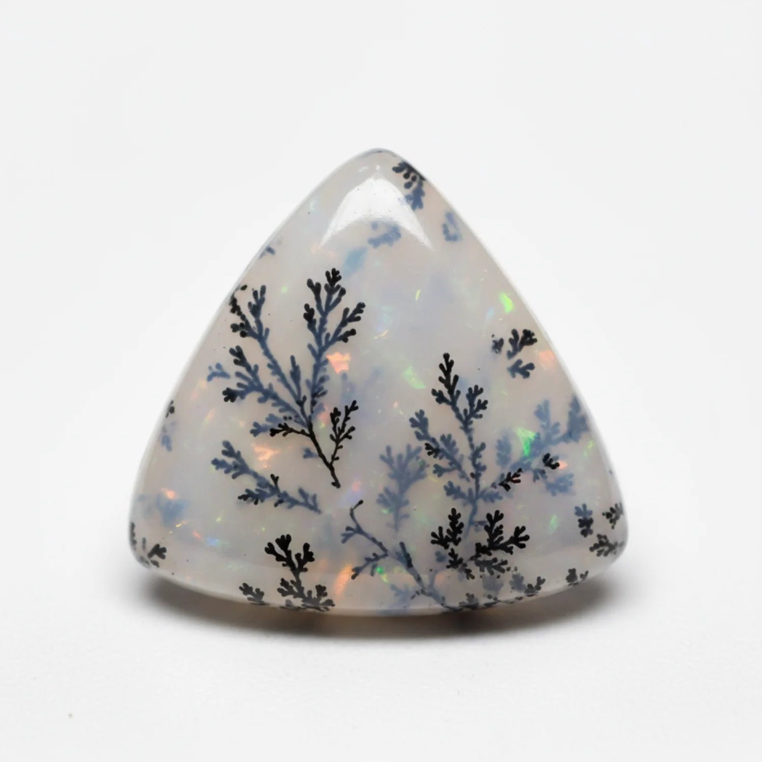 Dendrite Opal 1PC Small 8x8 MM Triangle Cabochon White Fiery semi Precious Semi Precious Gemstone - Image 2