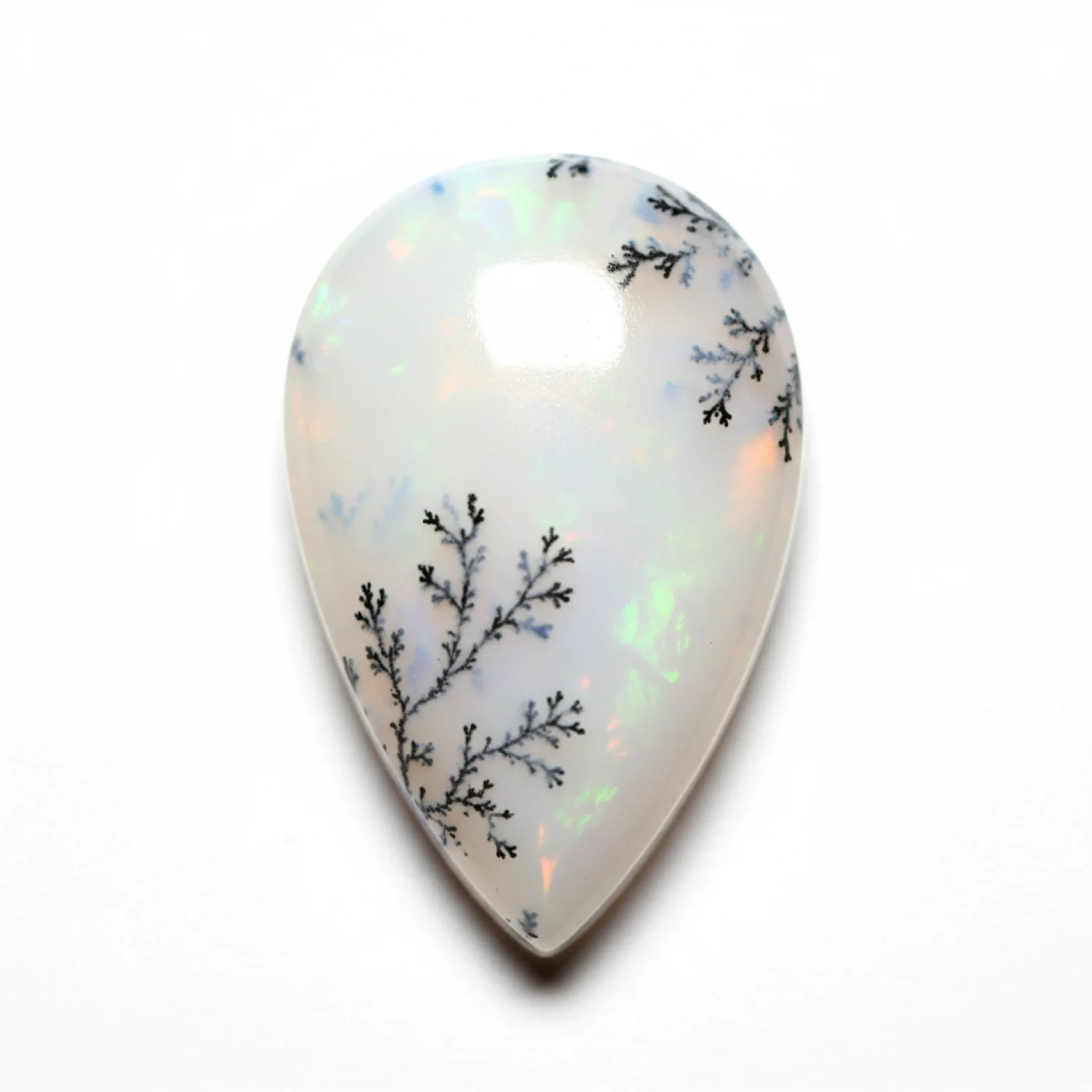 Dendrite Opal 1PC Tiny 5x7 MM Pear Cabochon White Luster semi Precious Loose Gemstones - Image 2