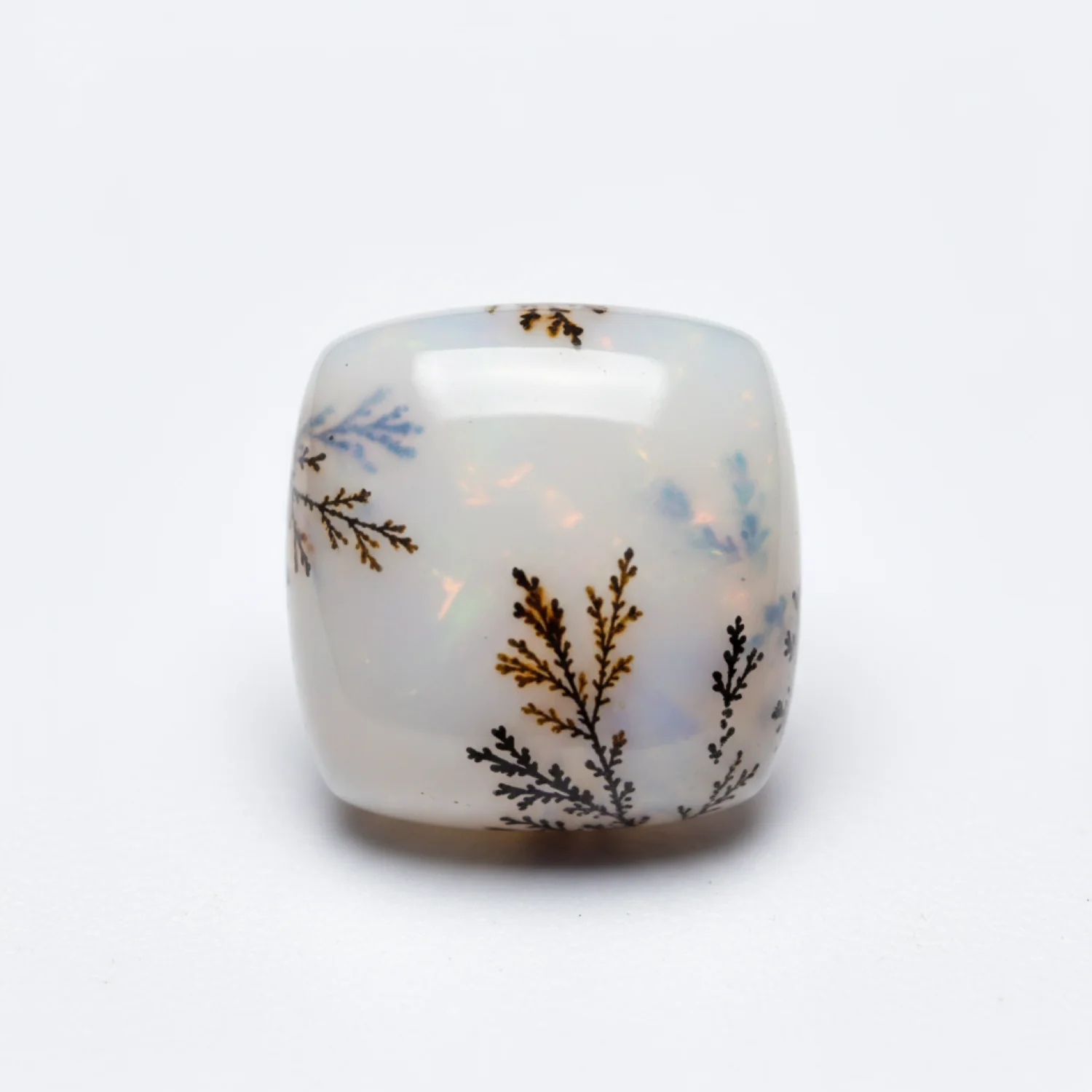 Dendrite Opal 1PC Tiny 6x6 MM Cushion Cabochon White Superior semi Precious Gems - Image 2