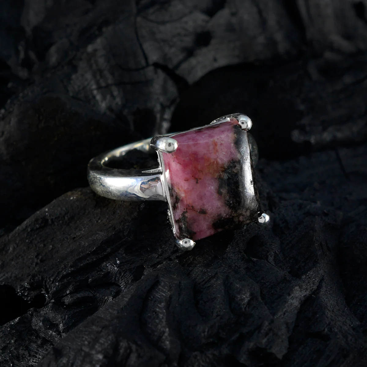 Dendrite Opal Solitaire Moroccan 92.5 Silver Pink Gems Mid-weight Romantic Ring Jewellery - Image 4