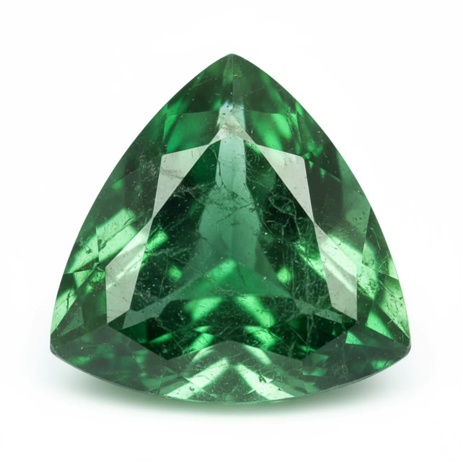 Emerald 1PC Large 10x10 MM Triangle Faceted Green Shine Precious Loose Gemstones - Image 2