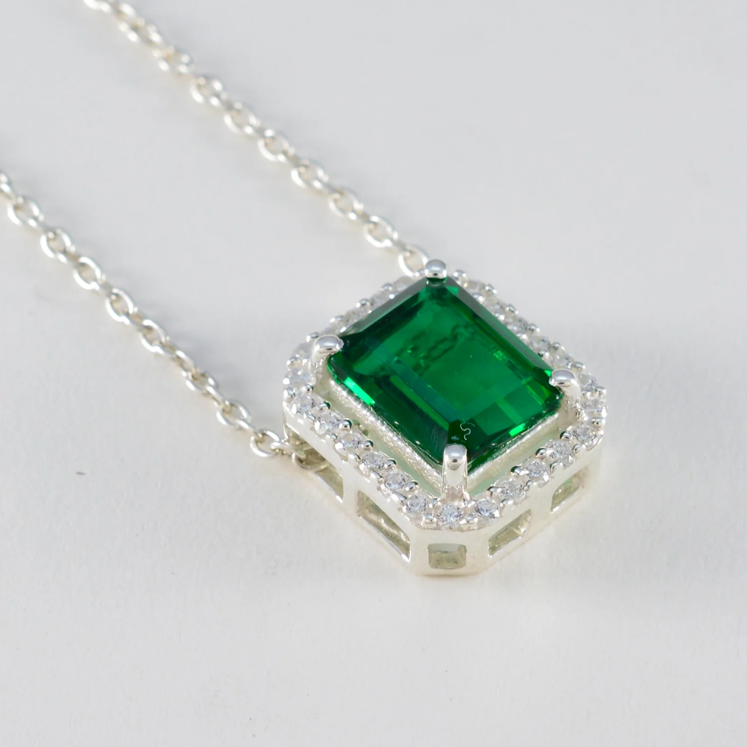 Emerald CZ Classic Middle Eastern 92.5 Silver multiple Yasmin Love Green Pendant Jewellery - Image 2