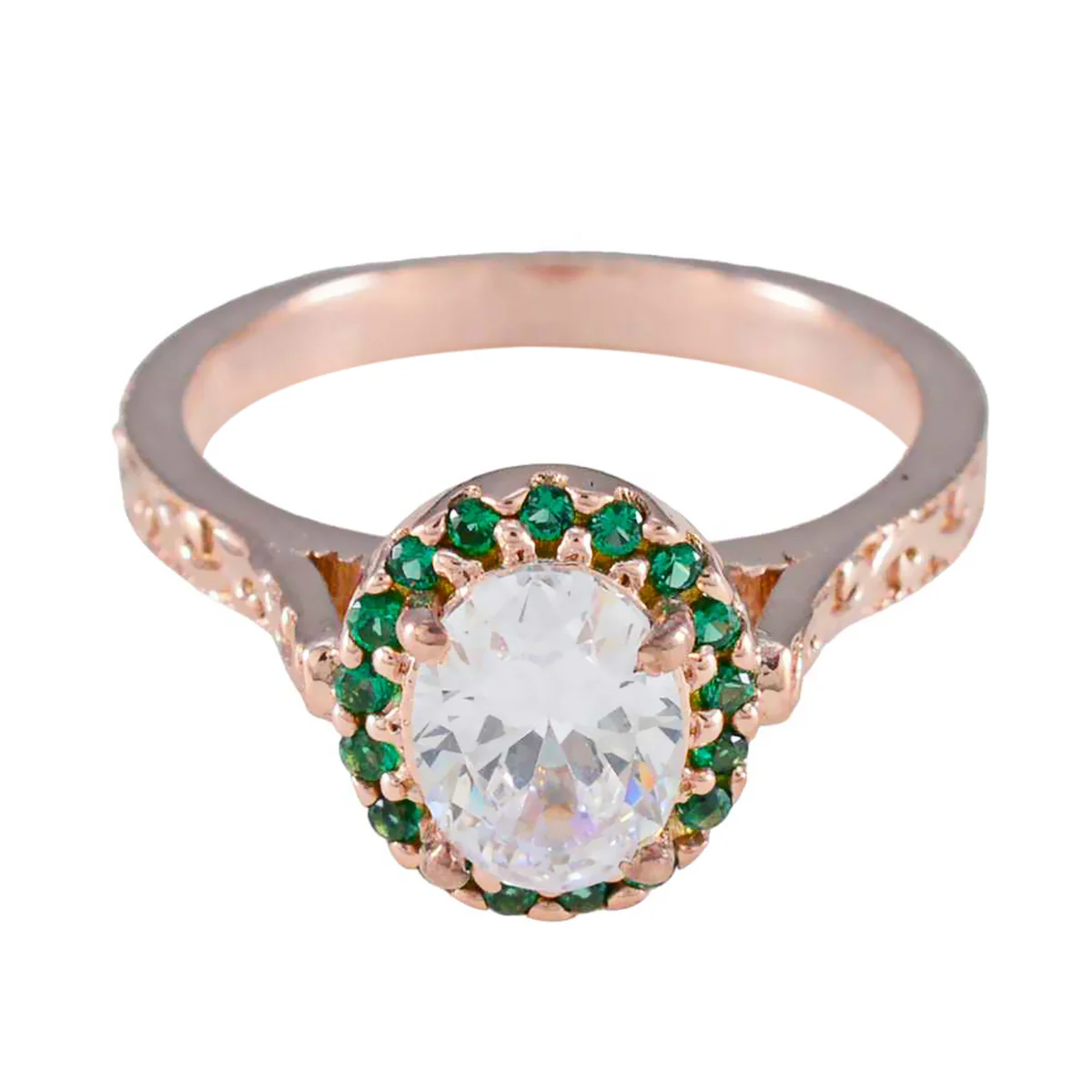 Emerald CZ Halo Indian 925 Sterling Silver Green Gemstone Whisper-thin Promise Ring Jewelry