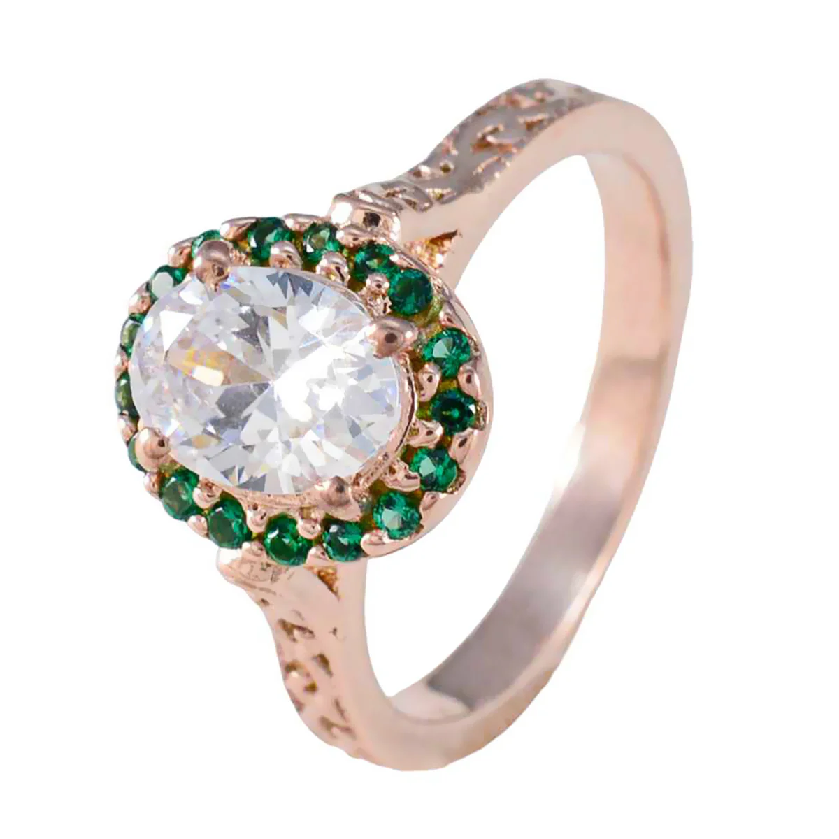 Emerald CZ Halo Indian 925 Sterling Silver Green Gemstone Whisper-thin Promise Ring Jewelry - Image 2