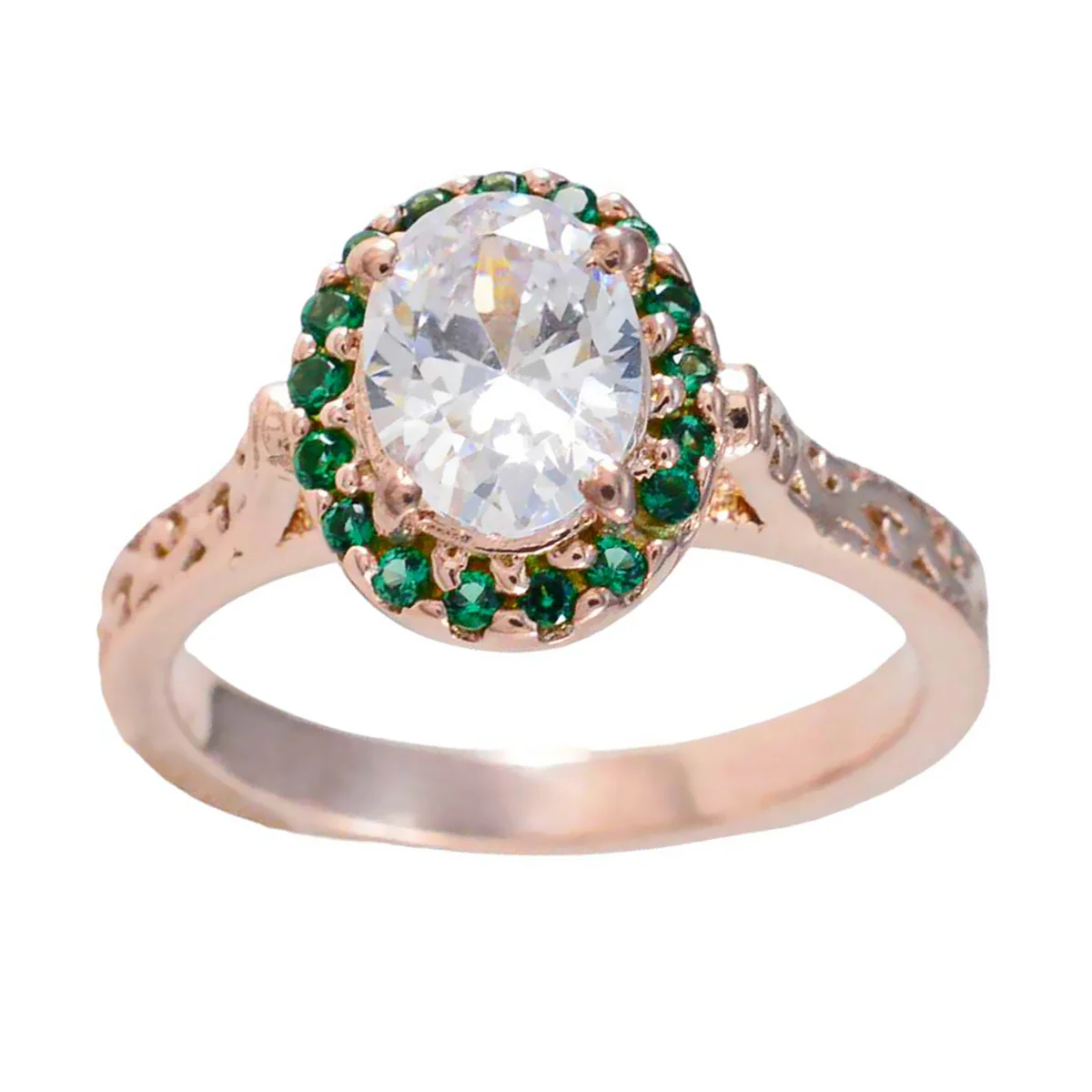 Emerald CZ Halo Indian 925 Sterling Silver Green Gemstone Whisper-thin Promise Ring Jewelry - Image 3
