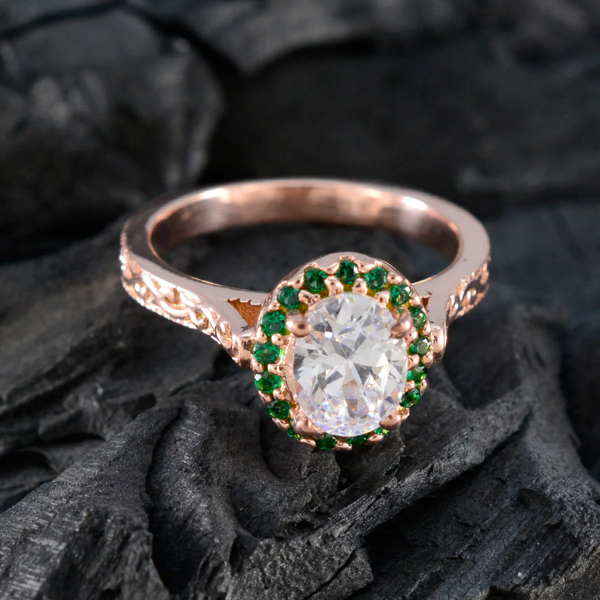 Emerald CZ Halo Indian 925 Sterling Silver Green Gemstone Whisper-thin Promise Ring Jewelry - Image 4